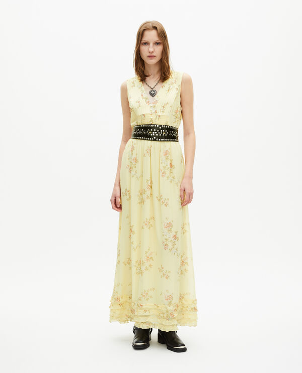 The Kooples FEMME YELLOW robe longue imprimé fleuri jaune
