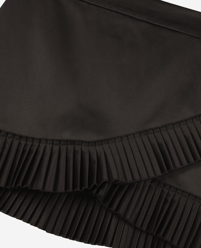 The Kooples FEMME BLACK jupe courte style portefeuille satinée noire