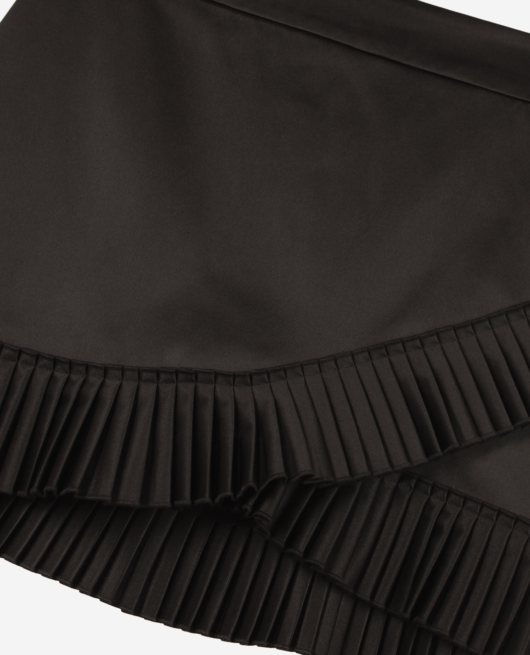 Jupe courte style portefeuille satinée noire, BLACK, hi-res image number null