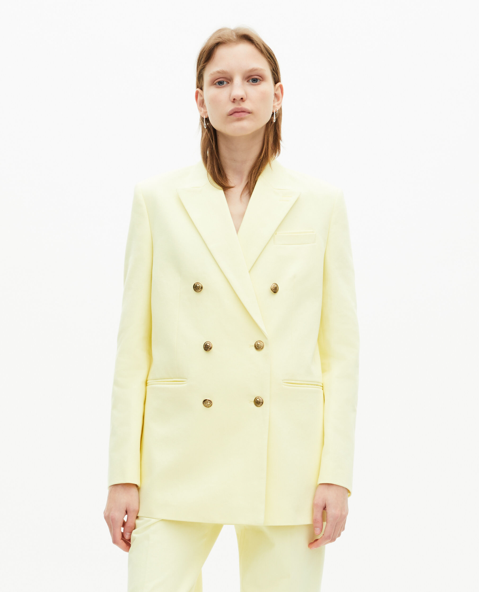 Veste de tailleur en coton jaune, YELLOW, hi-res image number null