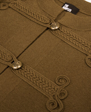The Kooples FEMME KAKI cardigan en laine style officier kaki