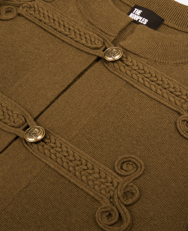 The Kooples FEMME KAKI cardigan en laine style officier kaki
