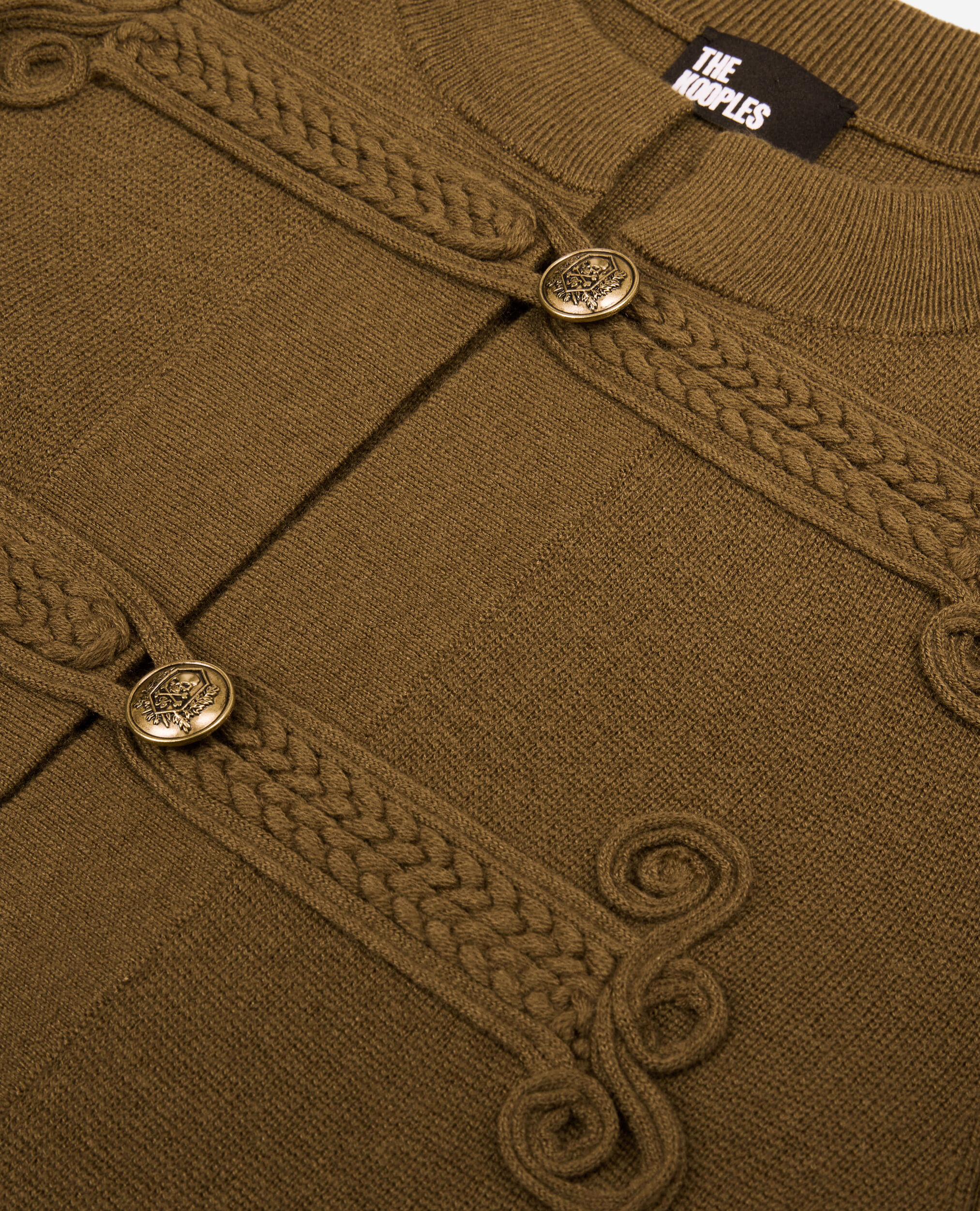 Cardigan en laine style officier kaki, KAKI, hi-res image number null
