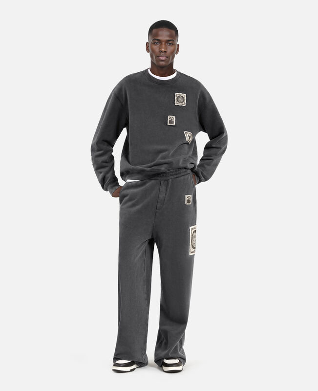 The Kooples HOMME BLACK WASHED sweatshirt avec patchs noir délavé