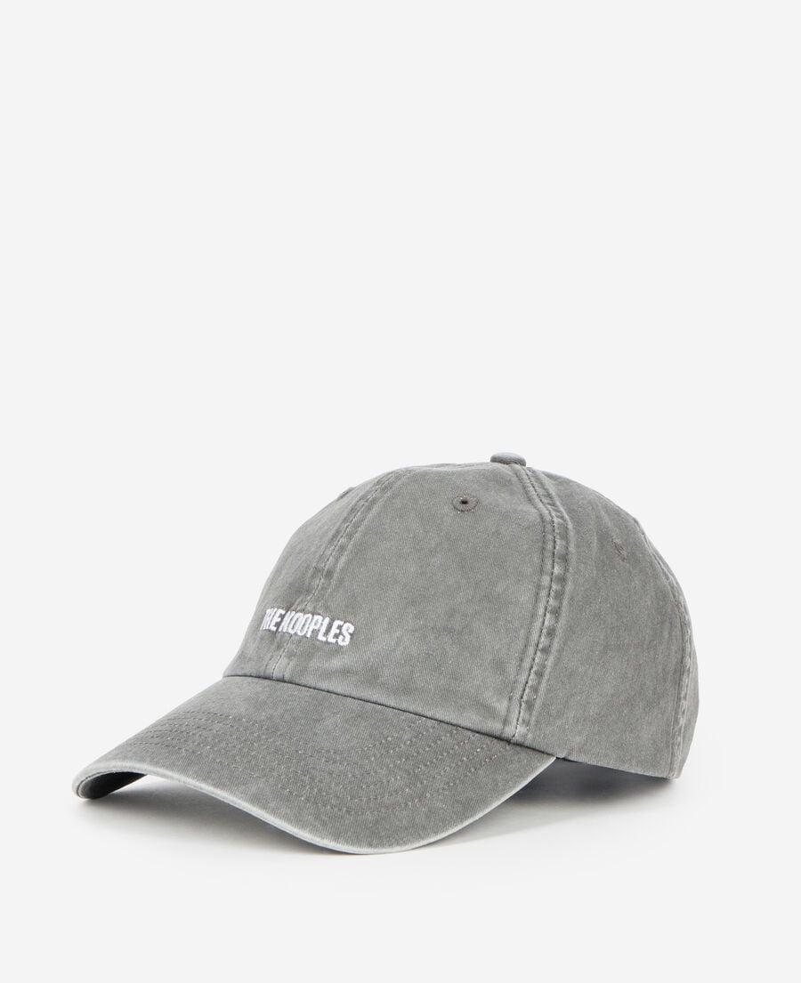 The Kooples MIXTE BLACK WASHED casquette logo brodé noire