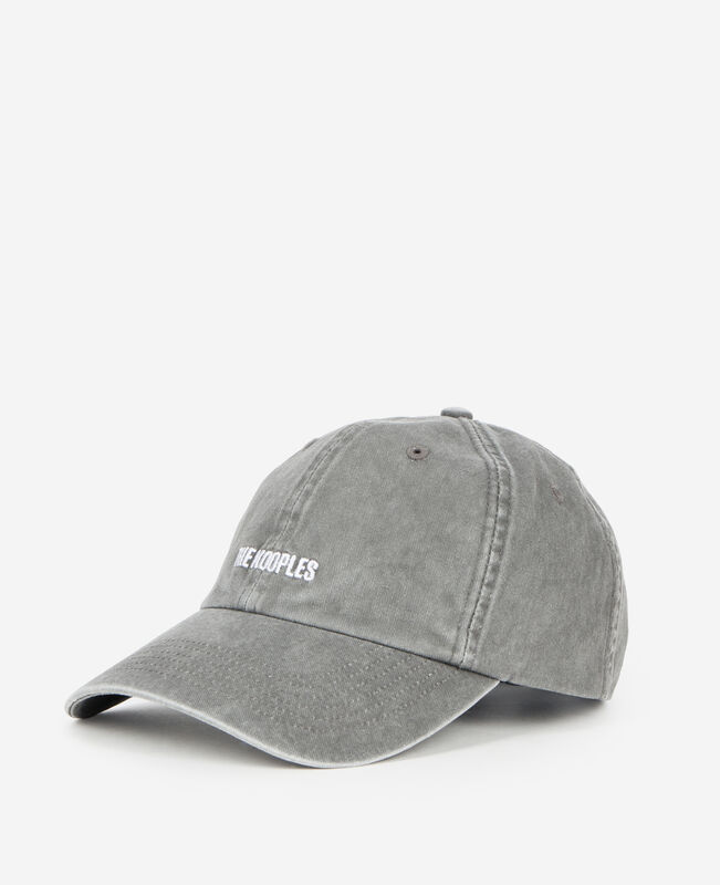 The Kooples MIXTE BLACK WASHED casquette logo brodé noire