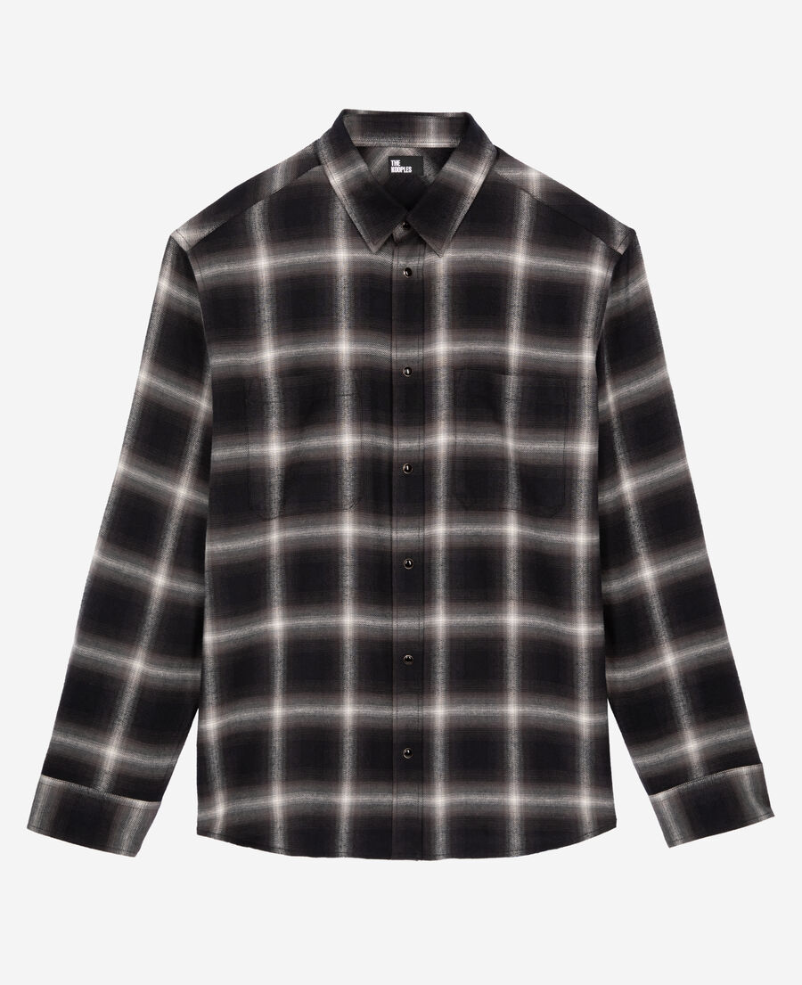 The Kooples HOMME BLACK GREY WHITE chemise à carreaux noire