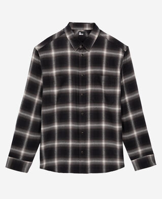 The Kooples HOMME BLACK GREY WHITE chemise à carreaux noire