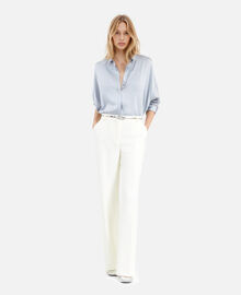 The Kooples FEMME BLUE GREY chemise ample en soie bleue