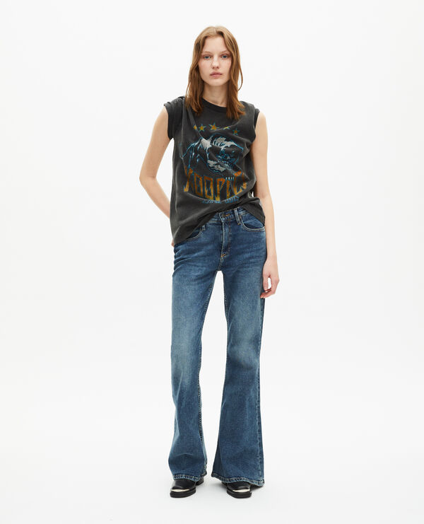The Kooples FEMME BLACK WASHED t-shirt avec sérigraphie noir délavé