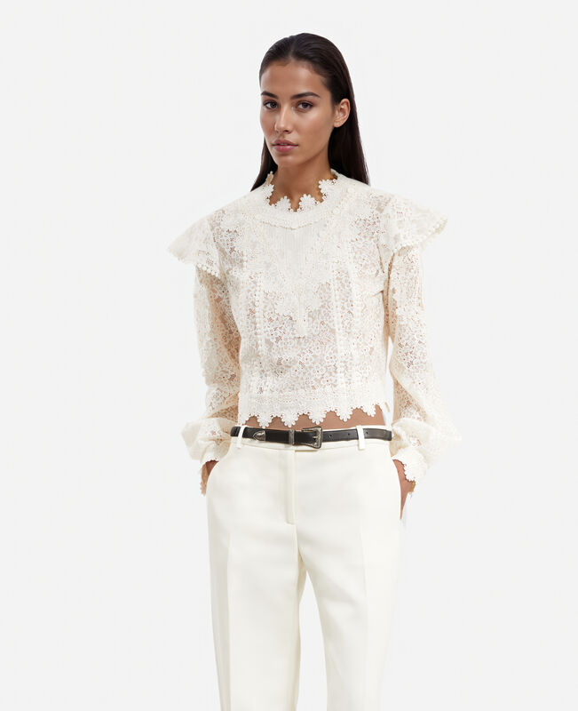 The Kooples FEMME ECRU top en dentelle écru