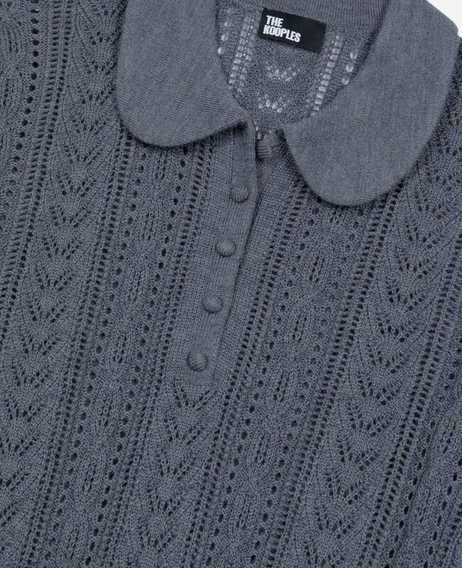 The Kooples FEMME ANTHRACITE pull manches courtes en laine mérinos gris