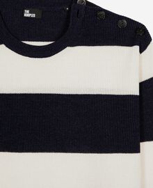 The Kooples HOMME ECRU NAVY pull en laine et lin à rayures marine