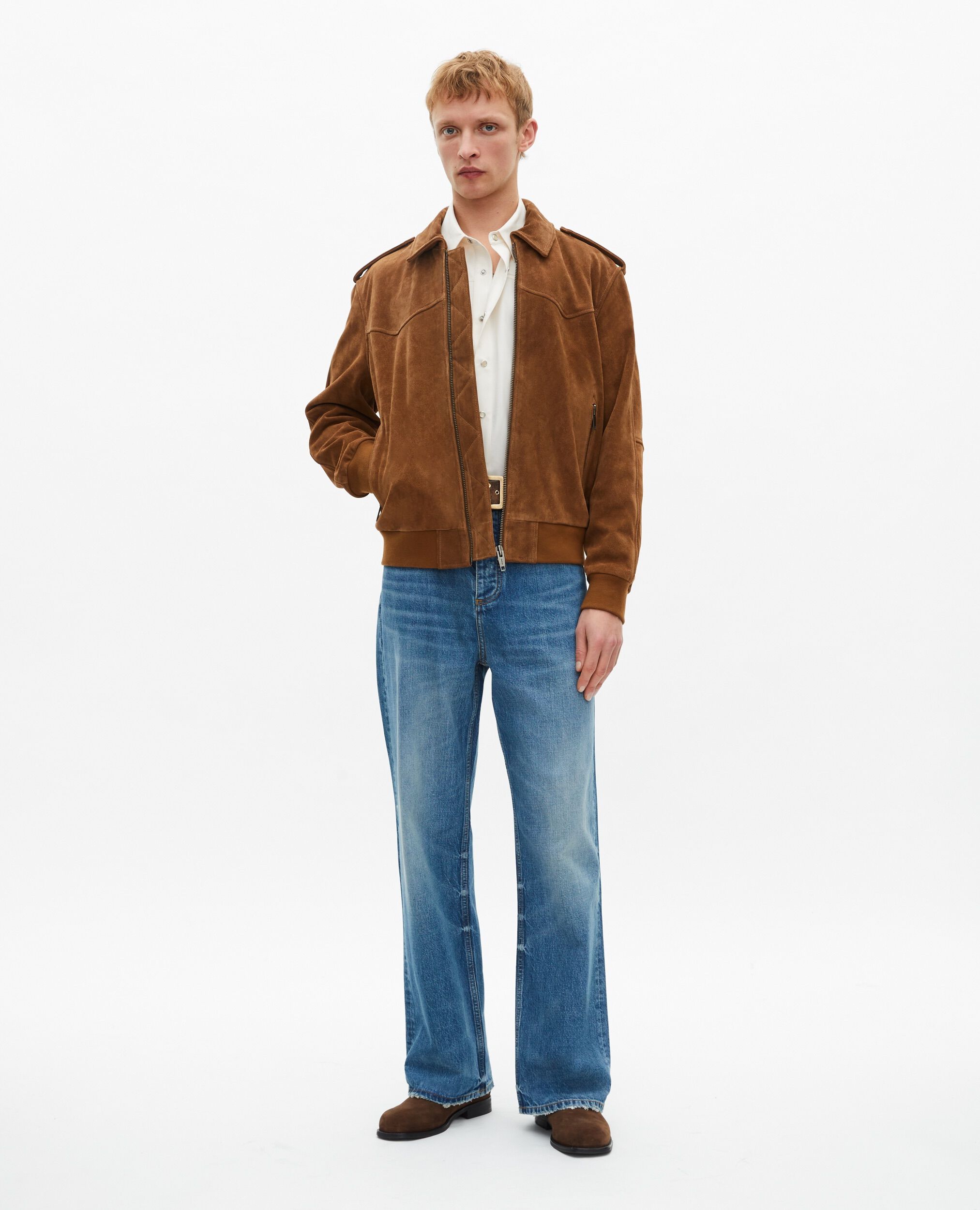 Blouson en suède camel, CAMEL, hi-res image number null