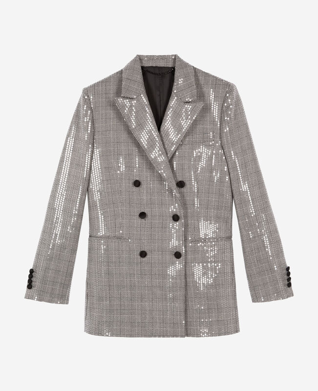 The Kooples FEMME GREY veste à sequins prince de galles grise