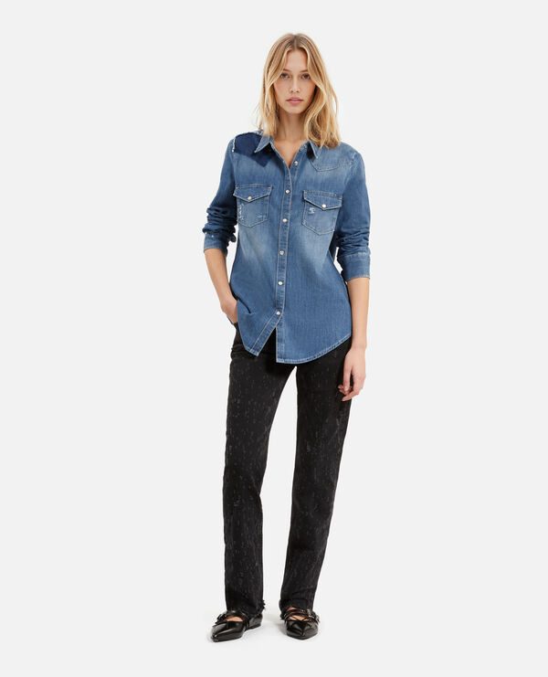 The Kooples FEMME USED chemise en denim bleue