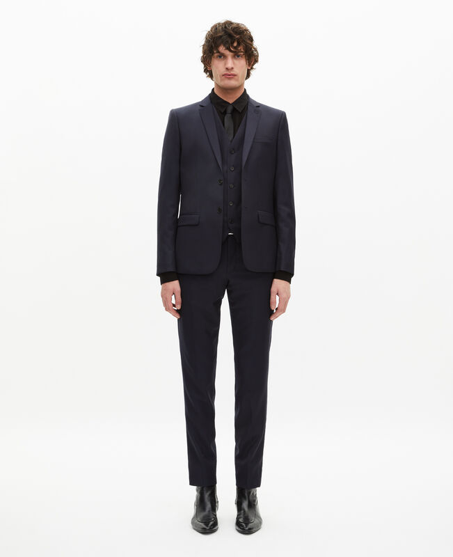 The Kooples HOMME DARK NAVY veste de costume en laine droite bleue