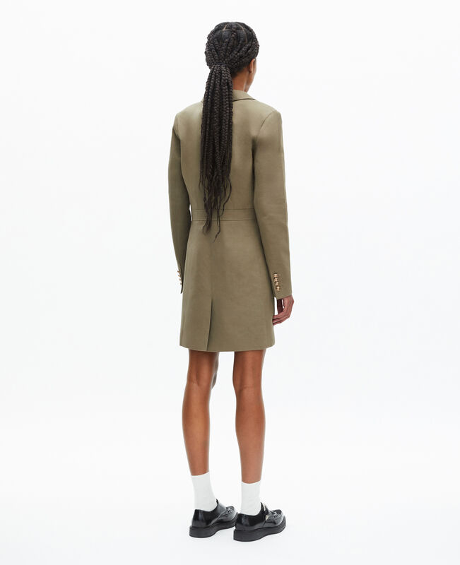 The Kooples FEMME KAKI robe courte style officier en lin kaki