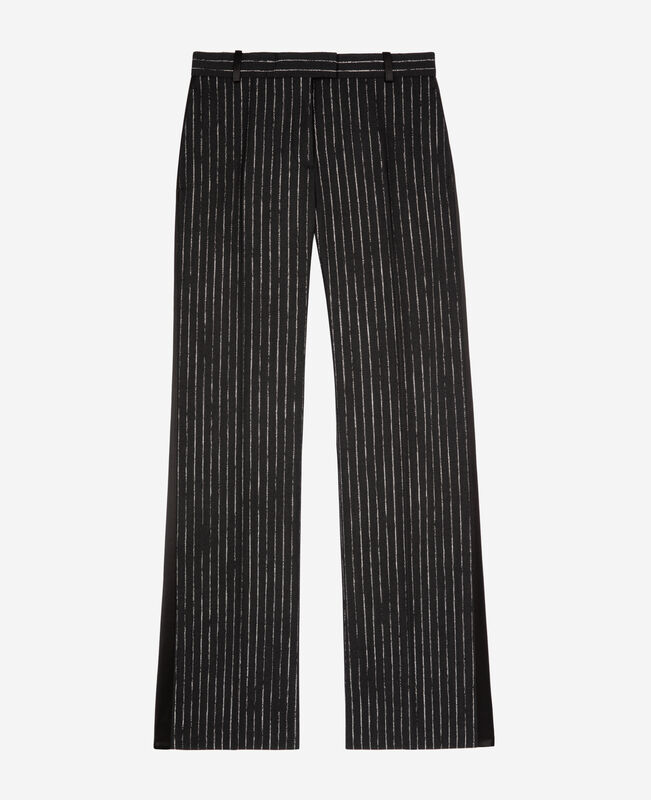 The Kooples FEMME BLACK pantalon tailleur droit à rayures noir
