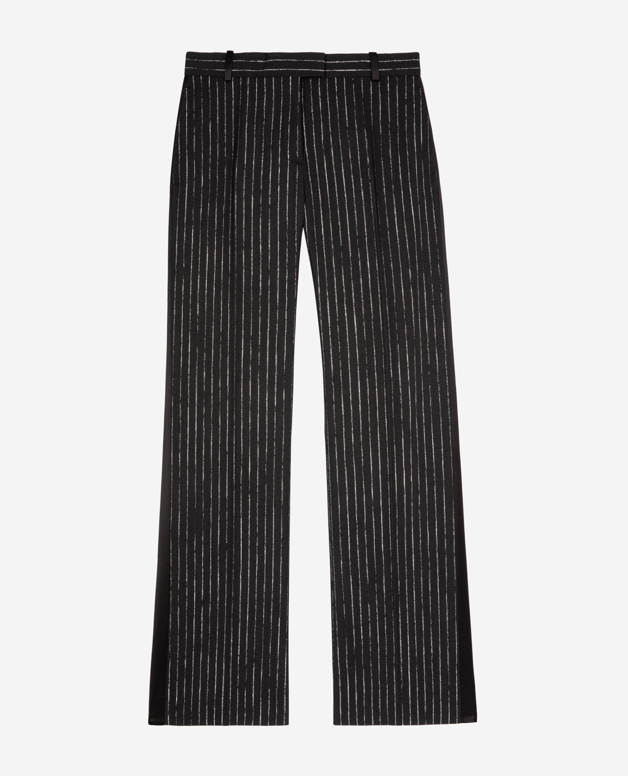 Pantalon tailleur droit à rayures noir, BLACK, hi-res image number null