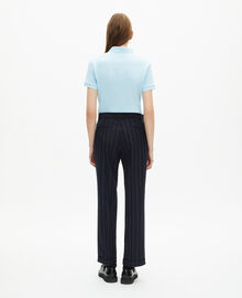 The Kooples FEMME NAVY pantalon tailleur rayures tennis droit en laine mélangée