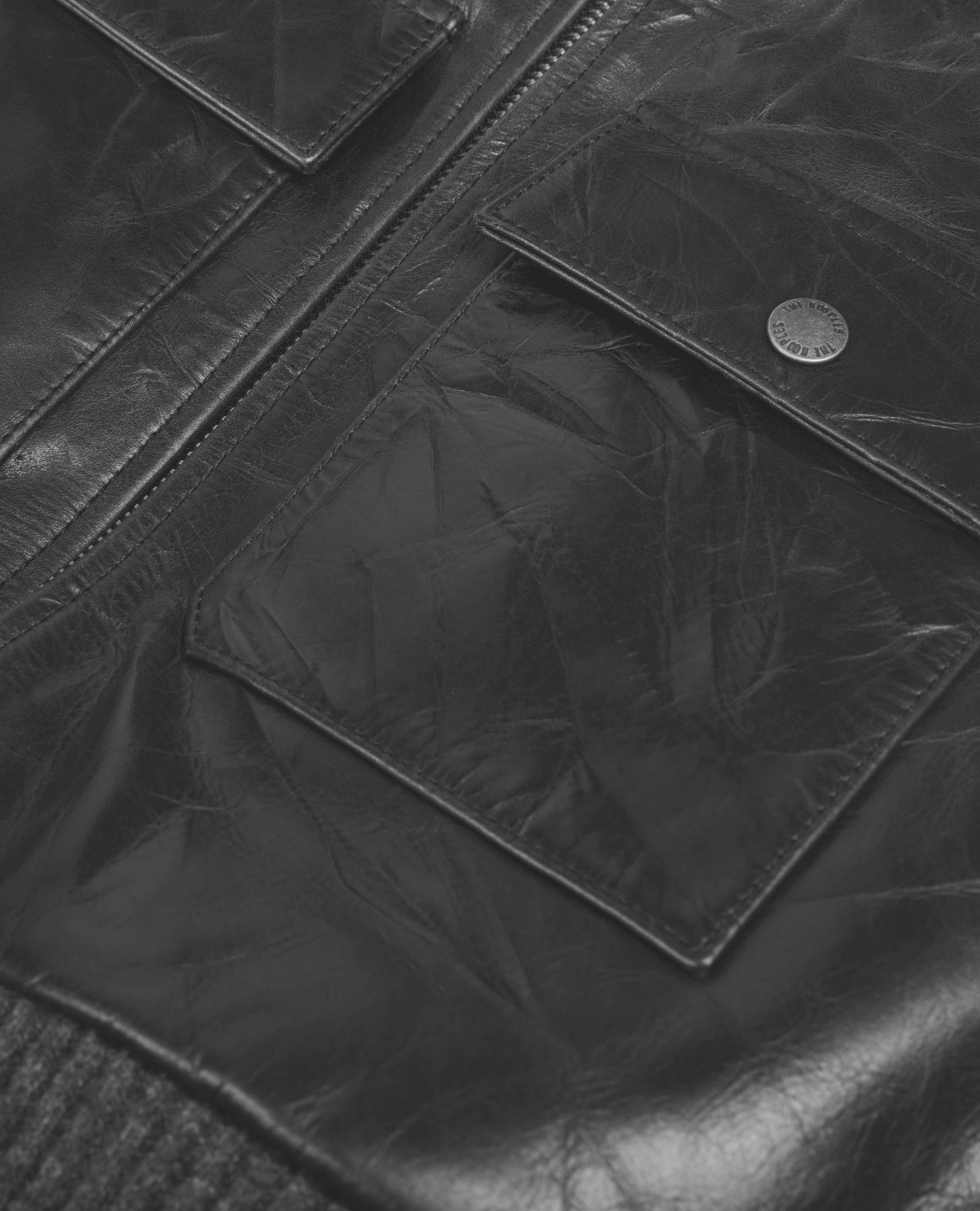 Blouson en cuir noir, BLACK, hi-res image number null