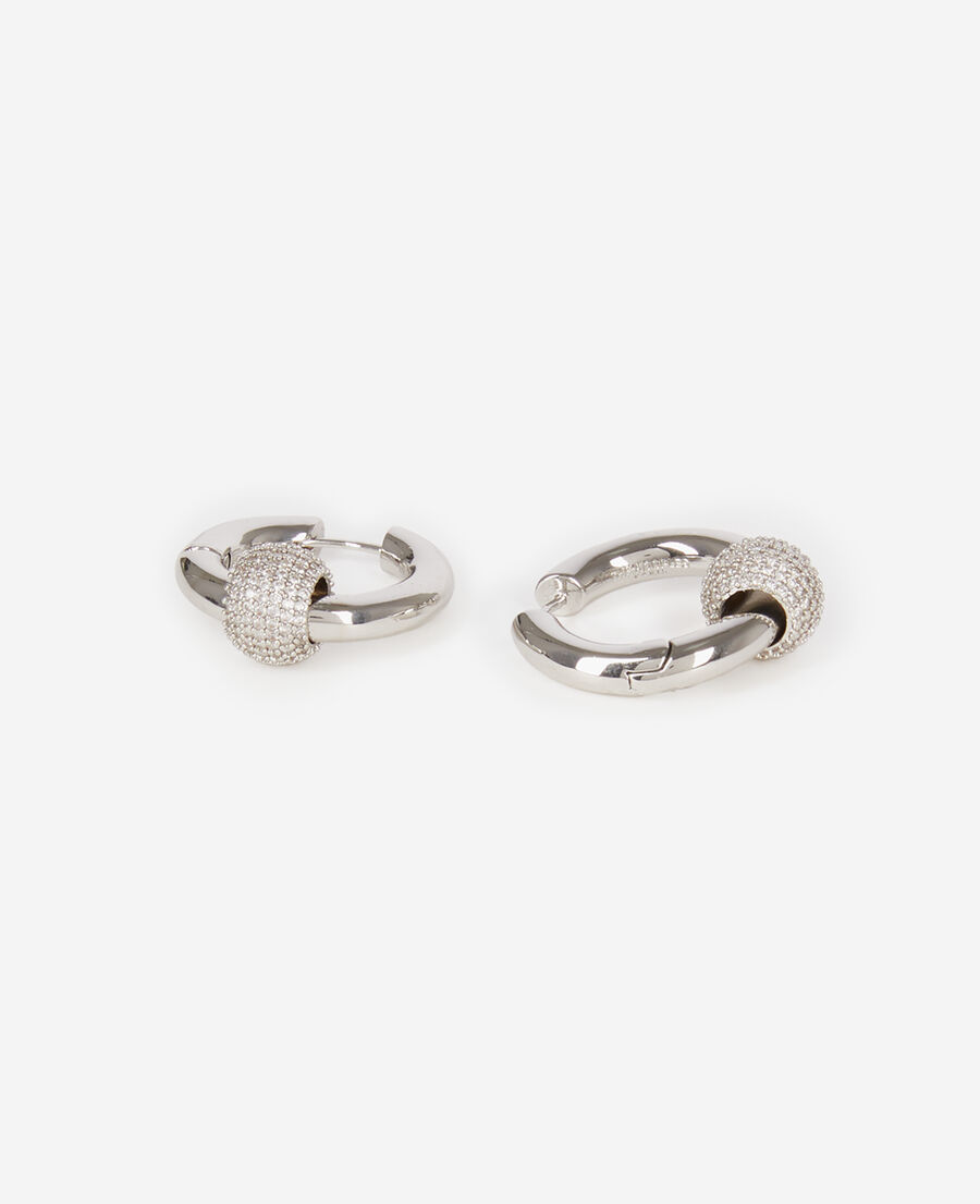 The Kooples WOMEN SILVER silver and rhinestone creole earrings