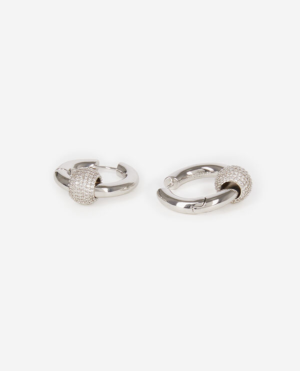 The Kooples FEMME SILVER boucles d'oreilles créole argentée et strass