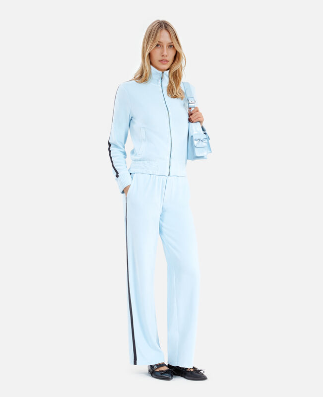 The Kooples FEMME BABY BLUE sweatshirt en velours bleu clair
