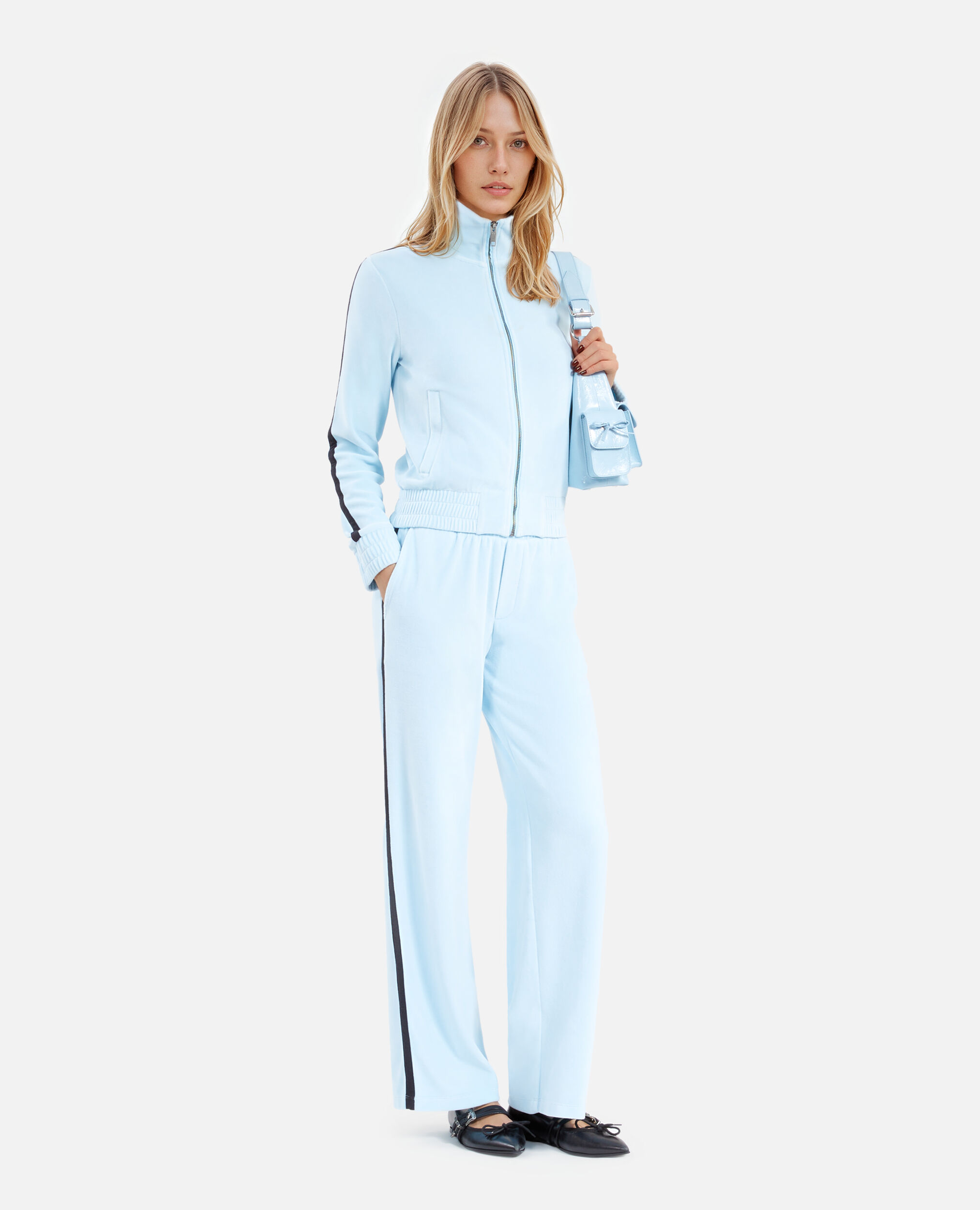 Sweatshirt en velours bleu clair, BABY BLUE, hi-res image number null