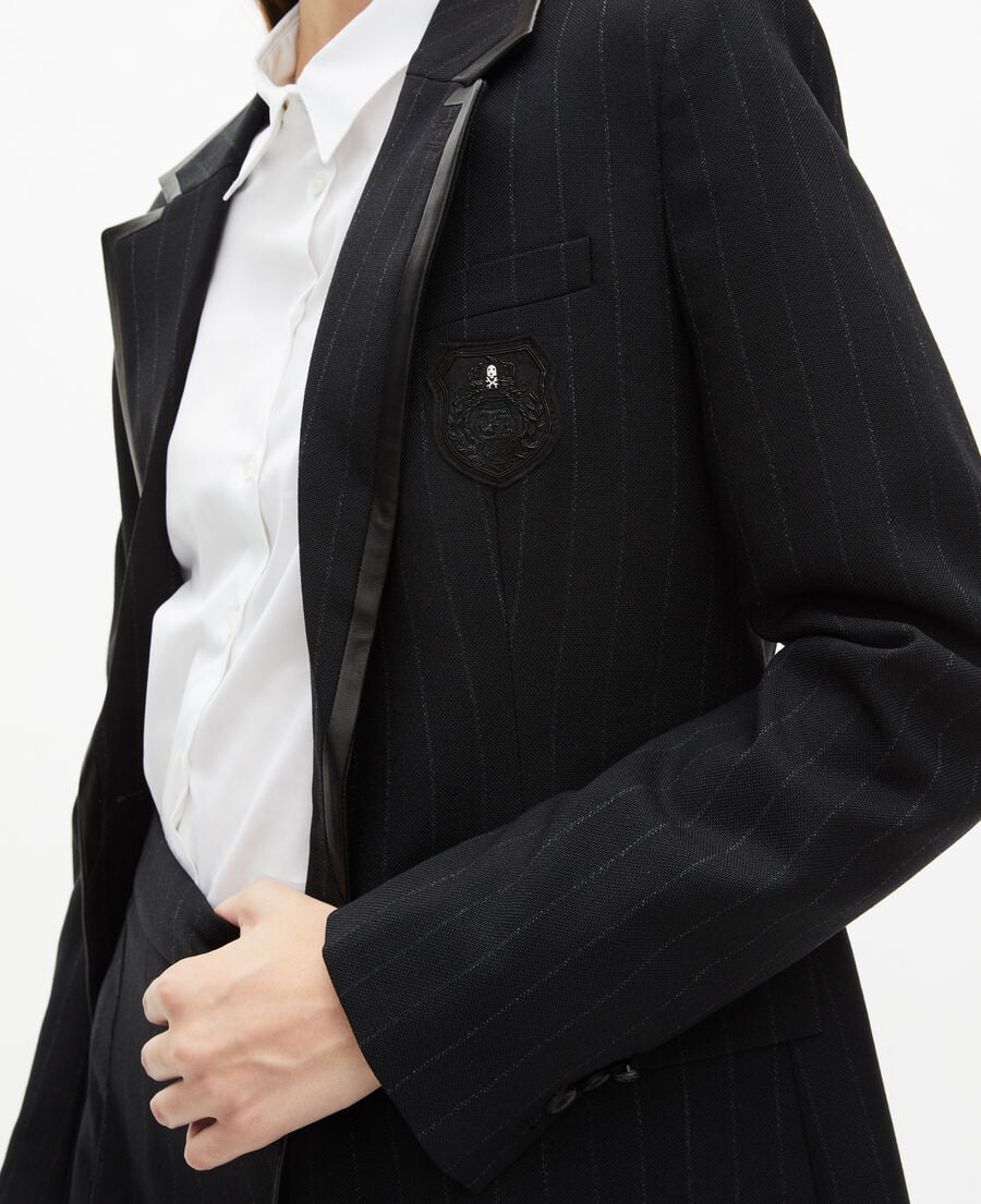 The Kooples WOMEN BLACK black striped wool-blend jacket 