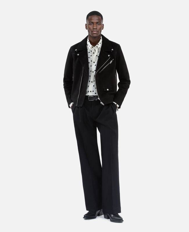The Kooples HOMME BLACK blouson biker en nubuck noir