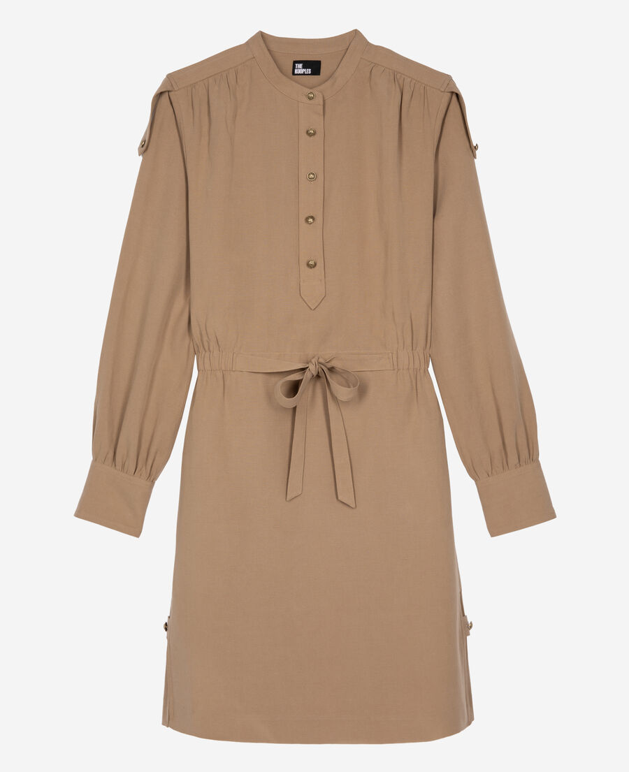 The Kooples WOMEN BROWN short beige dress