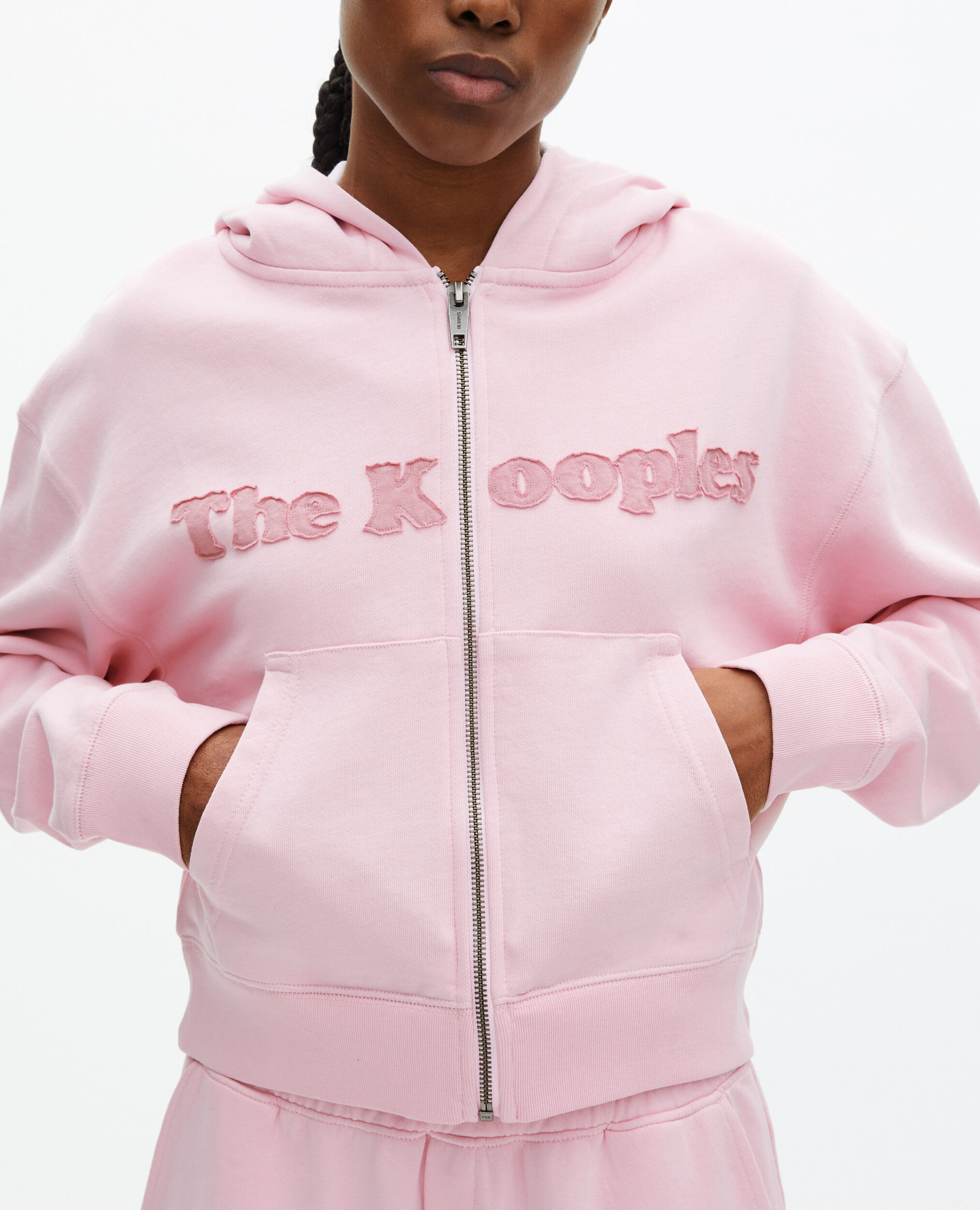 Sweatshirt à zip avec logo rose, LILA, hi-res image number null