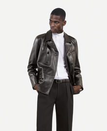 The Kooples HOMME BLACK veste en cuir à double boutonnage noire
