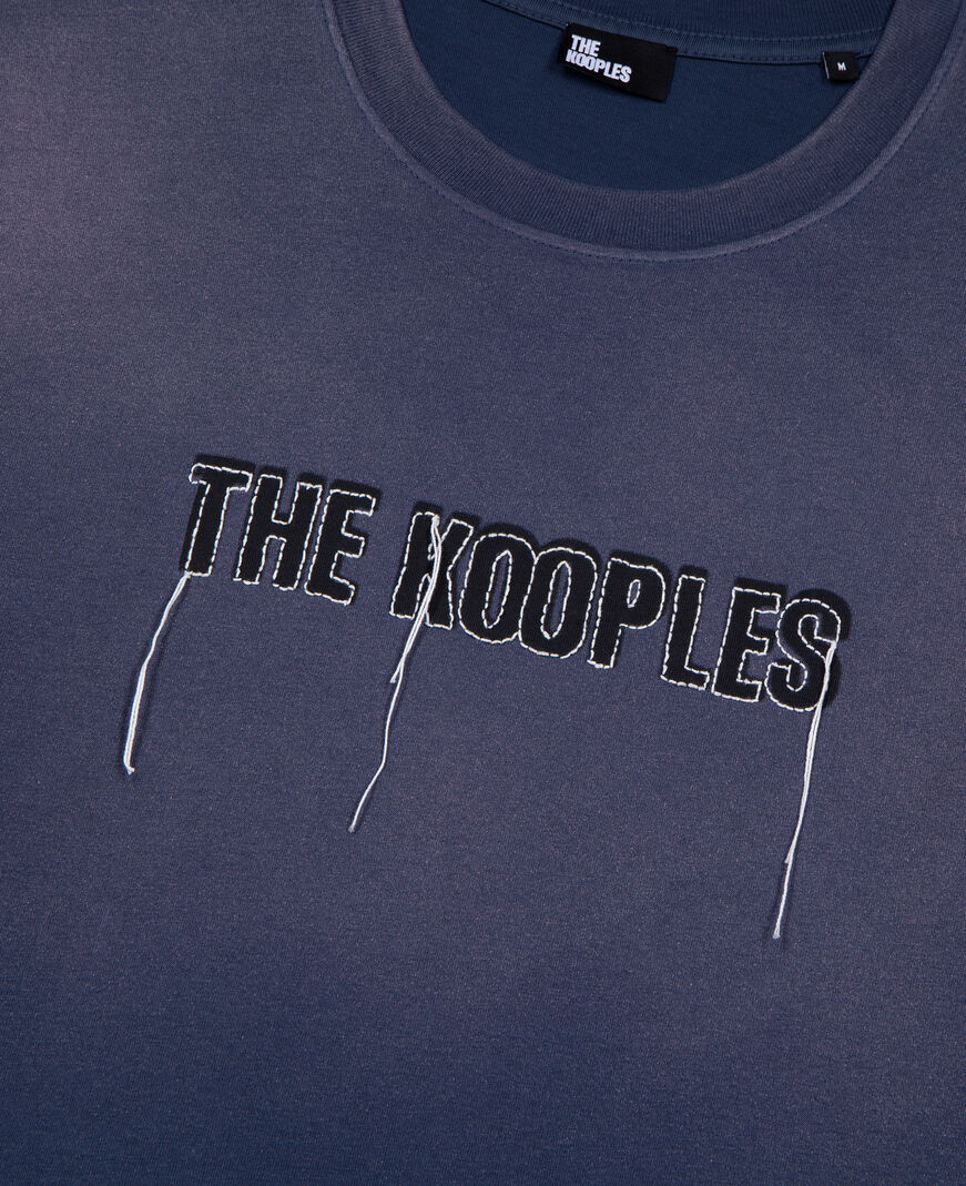 The Kooples HOMME DARK NAVY t-shirt avec logo délavé bleu marine