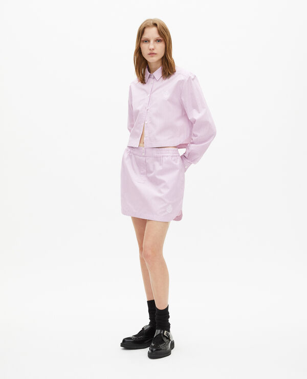 The Kooples FEMME PINK BLACK jupe courte à rayures rose