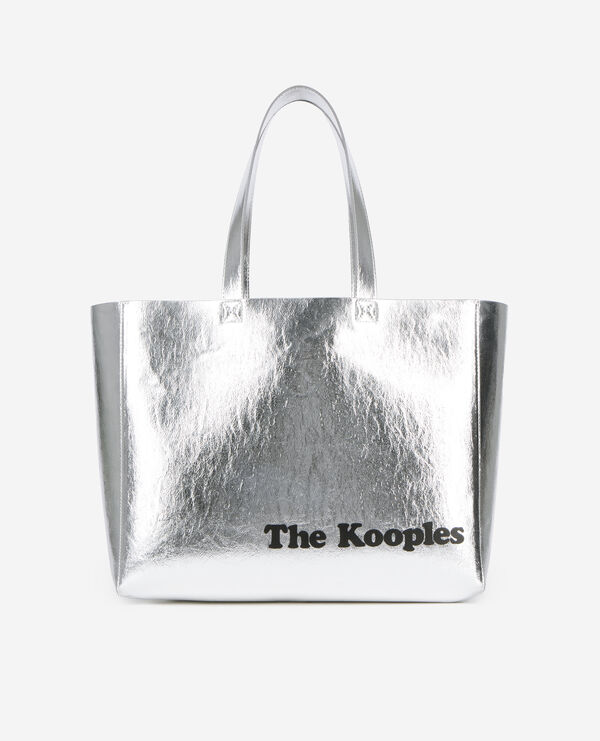 The Kooples FEMME SILVER sac cabas effet cuir argenté
