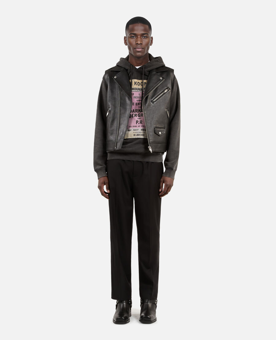 The Kooples HOMME BLACK blouson sans manches en cuir noir