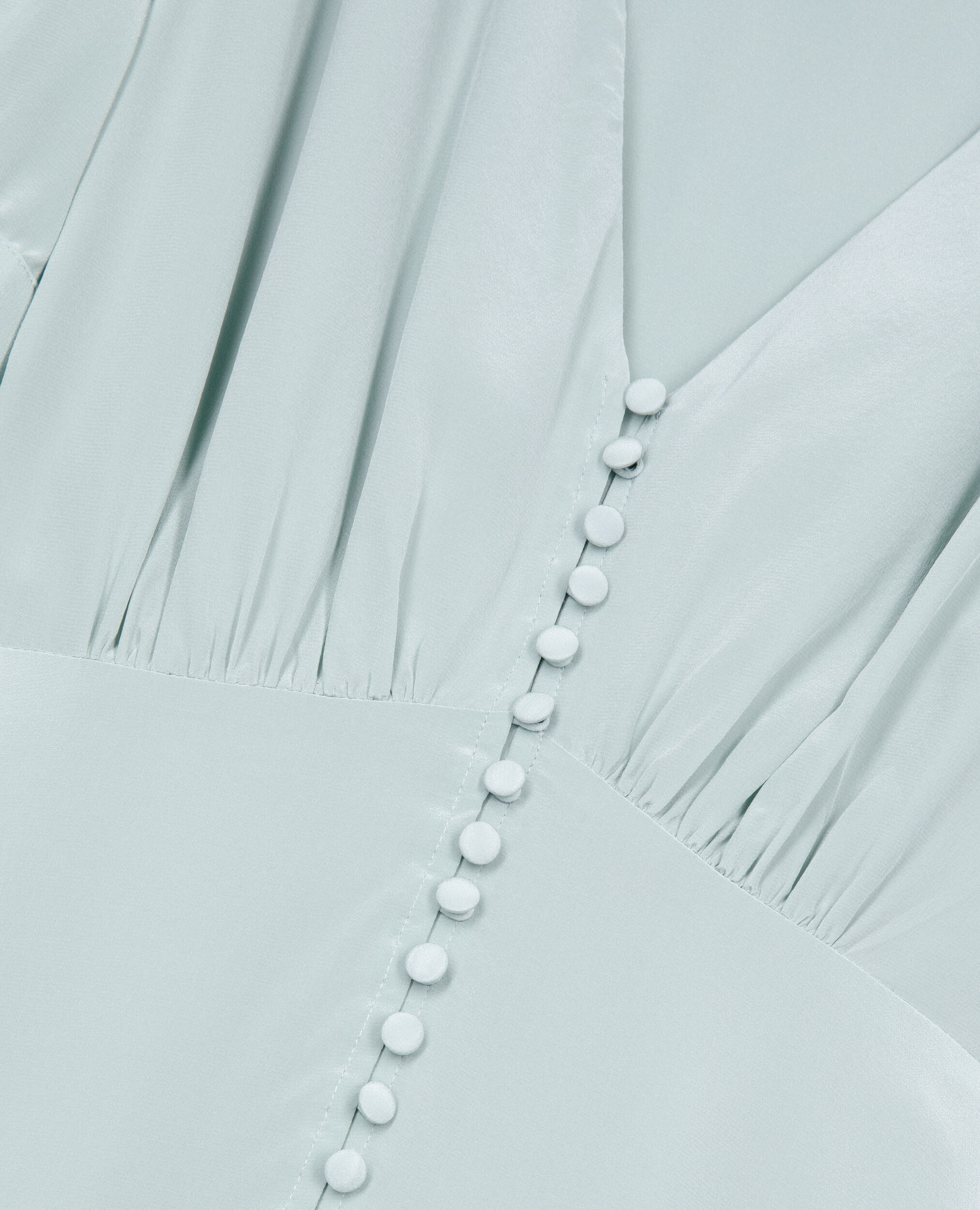Robe longue avec boutonnage en soie bleue, BLUE/GREEN, hi-res image number null
