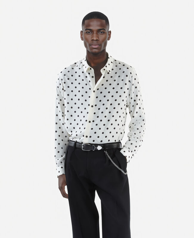 The Kooples HOMME WHITE / BLACK chemise imprimée à pois blanche