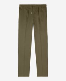 The Kooples HOMME KAKI pantalon droit en coton kaki
