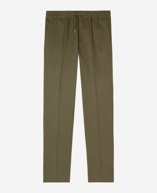 The Kooples HOMME KAKI pantalon droit en coton kaki