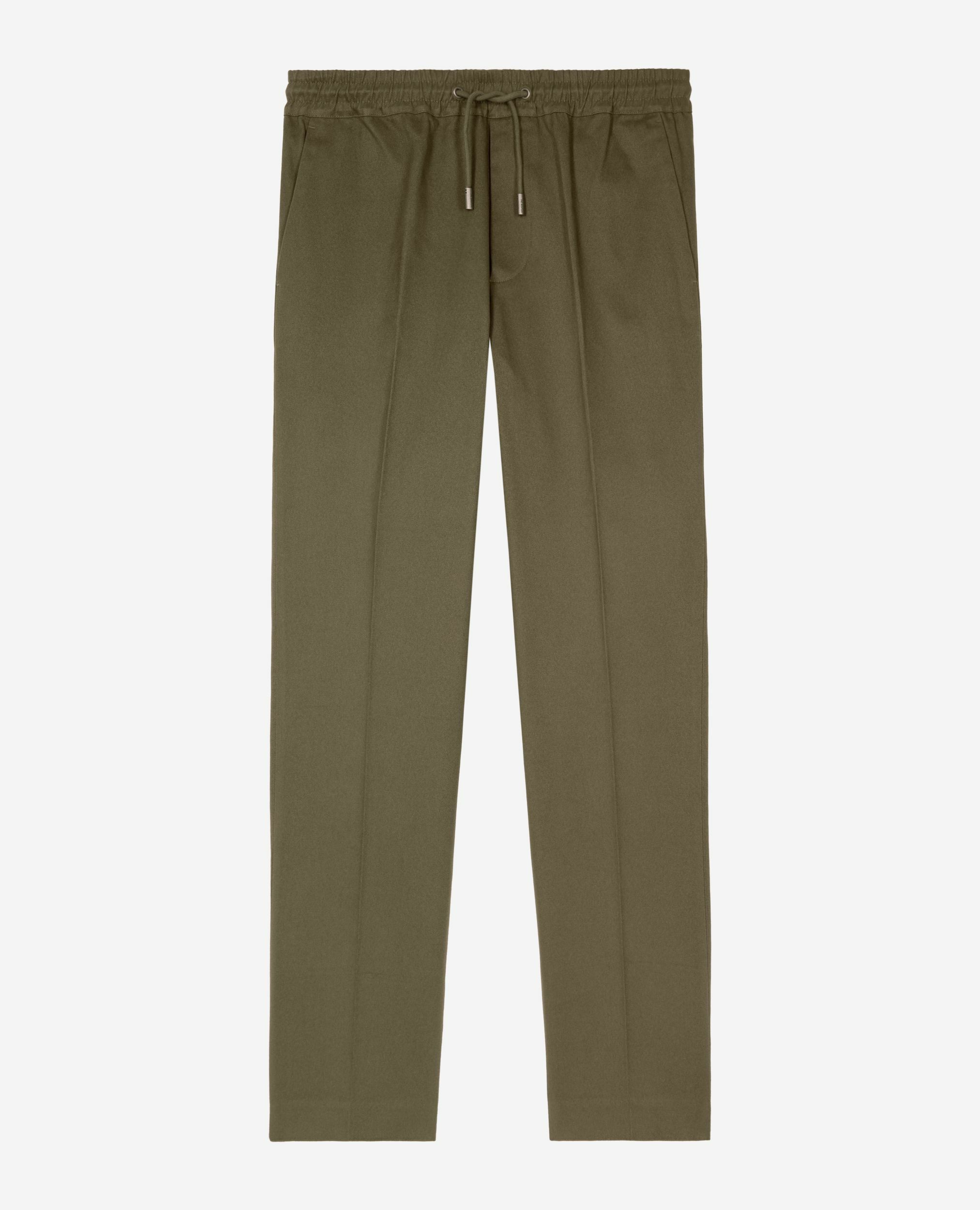 Pantalon droit en coton kaki, KAKI, hi-res image number null