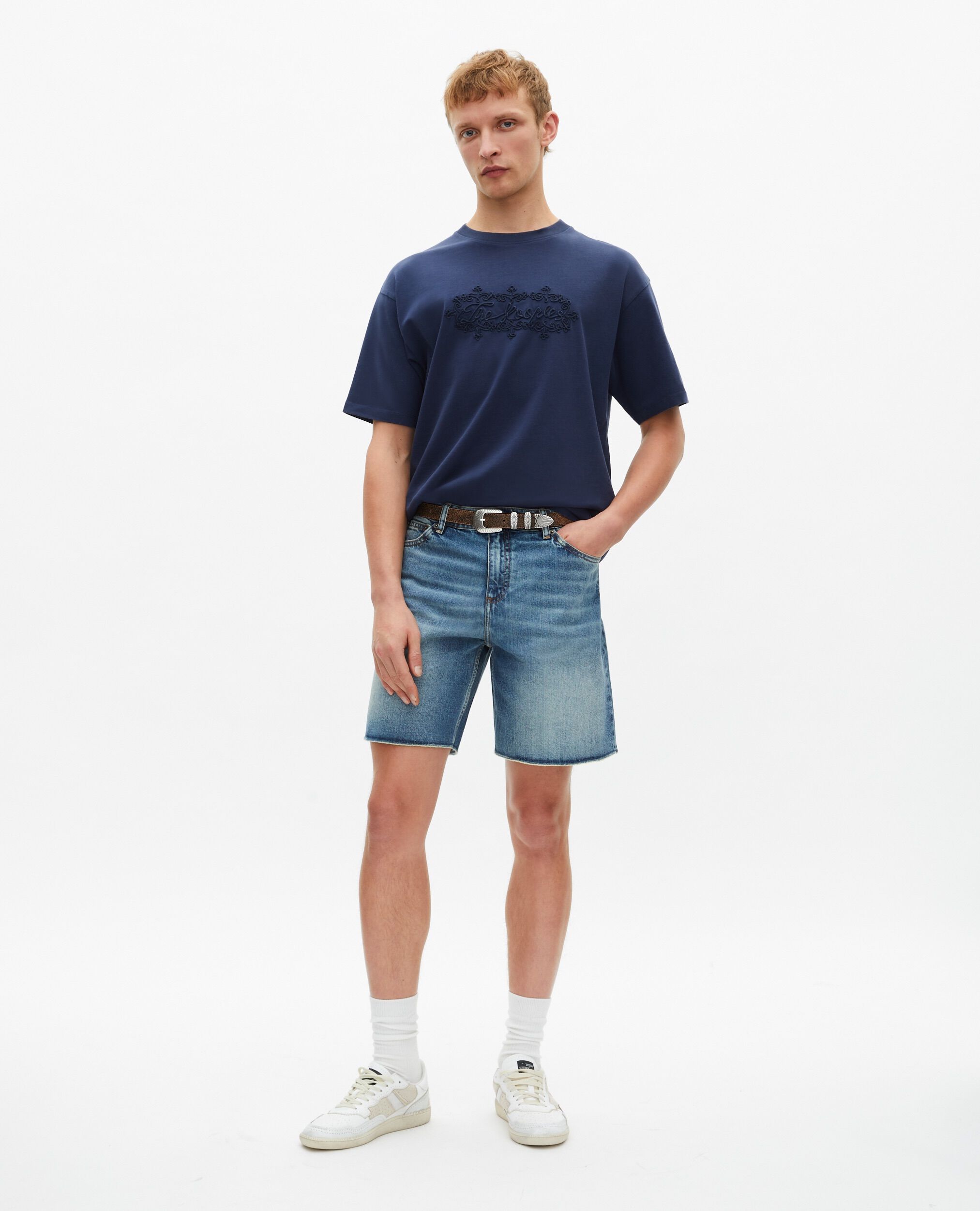 T-shirt avec broderie logo bleu marine, DARK NAVY, hi-res image number null