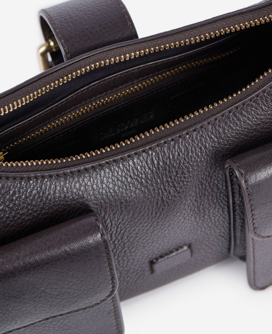 The Kooples WOMEN BROWN brown grained leather amelia bag