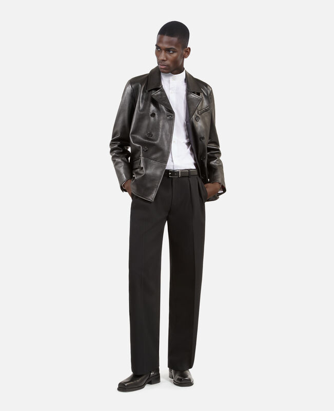 The Kooples HOMME BLACK veste en cuir à double boutonnage noire