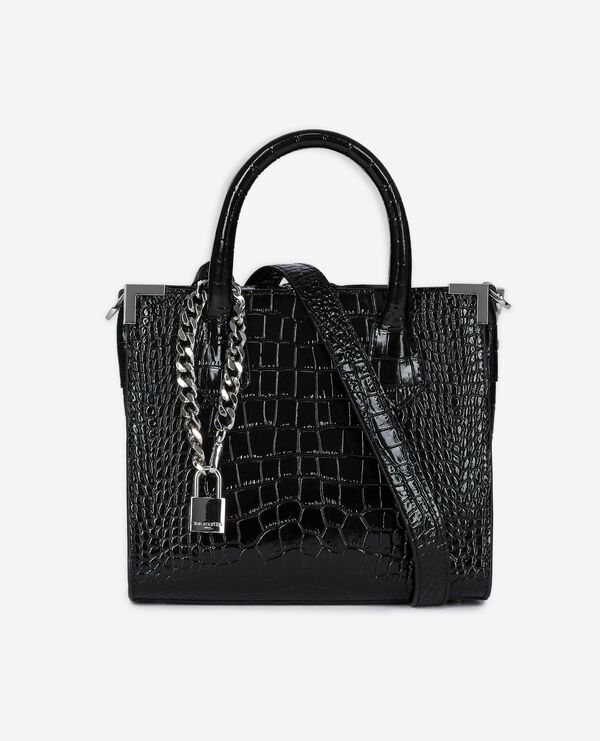 The Kooples FEMME BLACK sac ming effet crocodile en cuir noir
