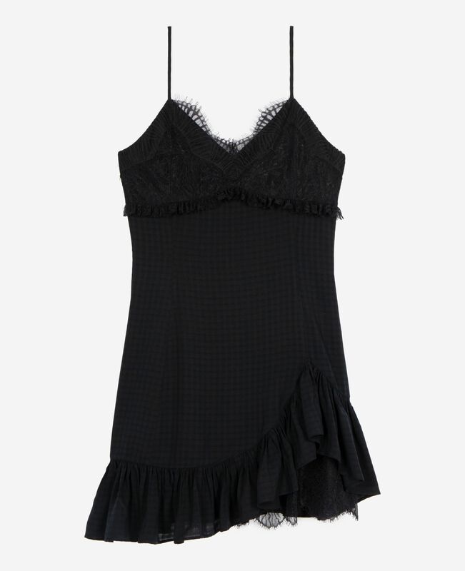 The Kooples FEMME BLACK robe courte avec dentelle noire
