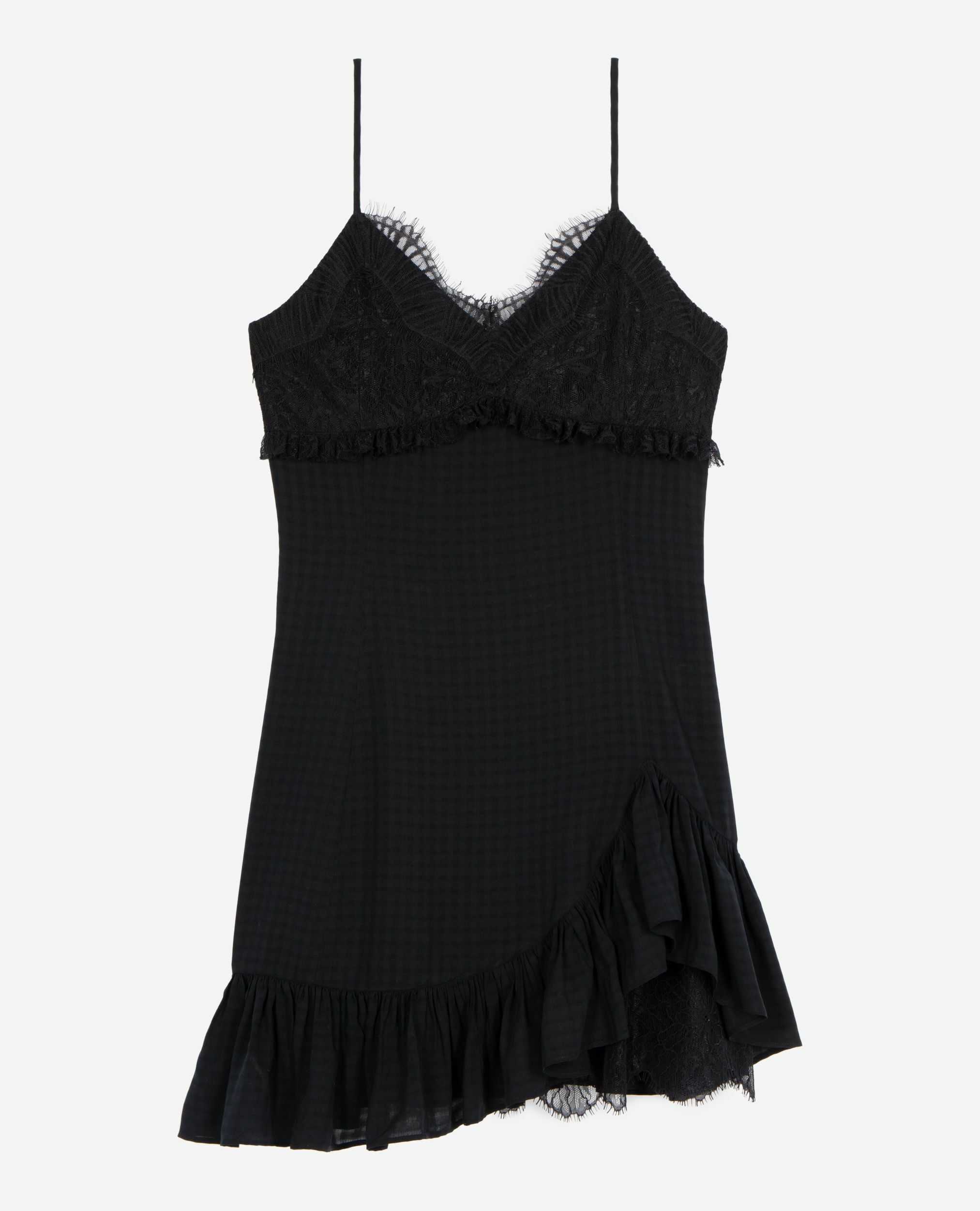 Robe courte avec dentelle noire, BLACK, hi-res image number null